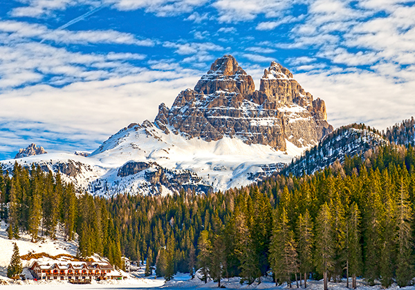 Tre Cime di Lavaredo v zimě